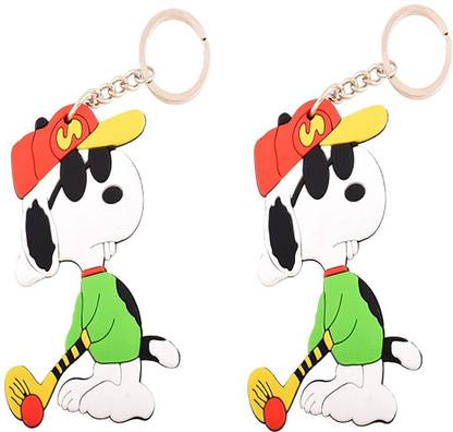 AVI Multi-Colour Double-Sided Rubber Snoopy Dog Playing Golf Design Keychain (Set of 2) R1402464 Key Chain