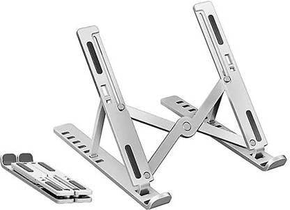 Blue Sevnty ALUMINIUM LAPTOP STAND KF ALUMINIUM LAPTOP STAND Steel Floor and Desk Stand Rotatable Laptop Stand with Adjustable Height Compatible with Universal Laptops