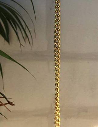 UAPAN Brass Chain for Hanging Bell Diya with S hook (2 meter thick chain, Gold) Decorative Showpiece  -  200 cm