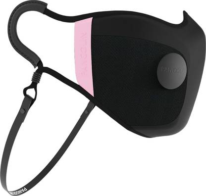 Pangolin Pangolin Luftmaske with Valves Cotton Face Mask - Unisex Durable & Comfortable Protective Layers Mask with Adjustable Earloop - Reusable, Breathable & Washable Face Mask - (Black & Pink, Medium) LU-BLA-M-BLV-PITR Washable