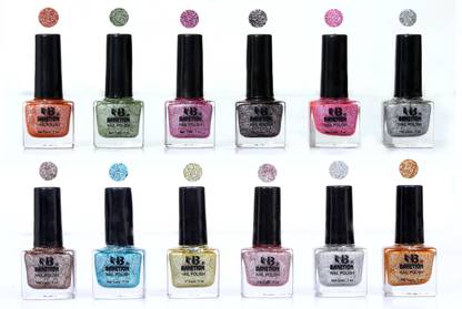 Banetion Exclusive Sparkle Glitter Nail Polish Set of 12 Multicolor Multicolor