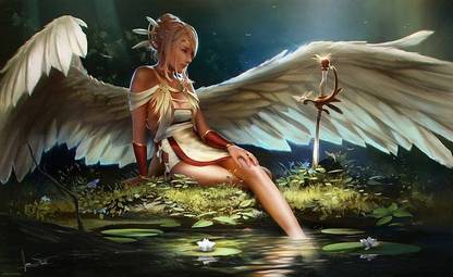 Fantasy Art Fantasy Girl Wings Angel Poster Paper Print