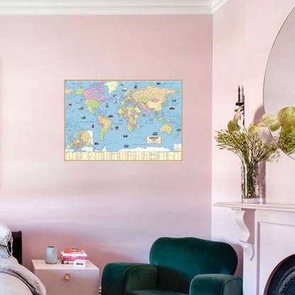 HINDI POLITICAL MAP OF WORLD | Hindi Map| Map Size (40 inch * 28 inch) Paper Print| Best Useful for UPSC, SSC, IES and other competitive Exams. Paper Print