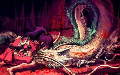 Spirited Away Chihiro Haku Studio Ghibli Poster Paper Print