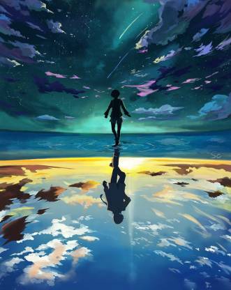 Anime Boy Floating Reflection Water Matte Finish Poster Paper Print