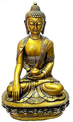 PPJ BUDDHA SAMADHI (MEDITATION) Statue for Home Living Room Office/Showpiece Table Good Luck/Diwali/Birthday/Anniversary/Gift Purpose Black and Golden (12 inch x 5.5 inch x 7 inch) Weight 990g Decorative Showpiece  -  18 cm