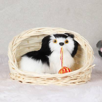 Floweraura Decorative Cute Pup In A Basket For Home Decor Decorative Showpiece  -  12.5 cm