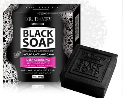 DR DAVEY Collagen and charcoal black soap deep cleasing face and body