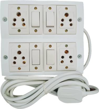 UKV Extension switch board with 4 sockets (cona ) 4 switchs (cona) - 3 core , 3 meter, heavy, copper cable. 4  Socket Extension Boards