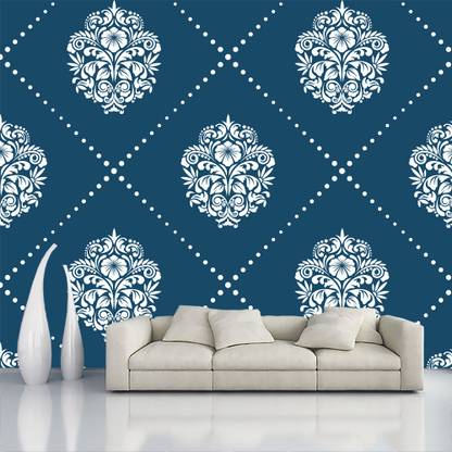 HD PRINT HOUSE Decorative Blue, White Wallpaper