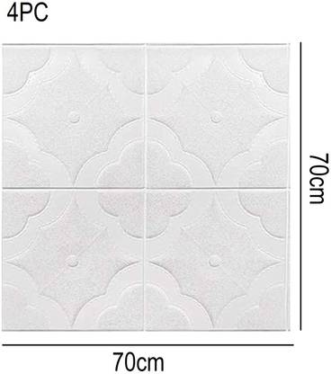 4PC Peel and Stick 3D Foam Waterproof Wallpaper for Wall Self-Adhesive Wall Sticker Panel for Home, Living Room, Bedroom, Office, Hotel Decor, Simple and Easy to Paste (70 x 70cm, White ) 3D Poster