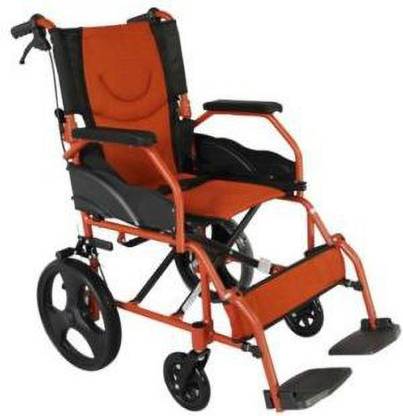 KARMA HEALTHCARE LIMITED Aluminium Alloy Light Weight, Foldable Back and Flip-Up Leg Rest Wheelchair (Orange) - AURORA 5 Manual Wheelchair