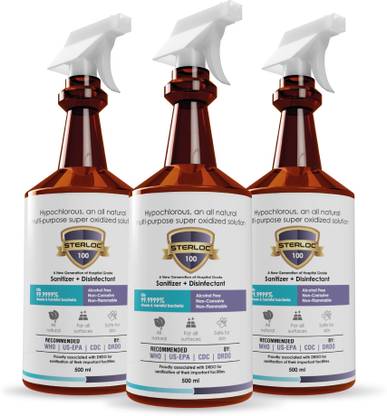 sterloc Hospital Grade Non-Alcoholic Sanitizer & Disinfectant for Muti-Purpose Surface, Safe for Skin, Fruit & Vegetables - Combo