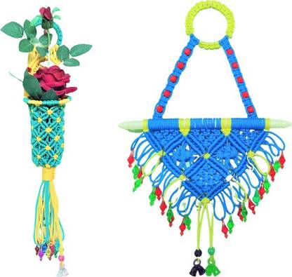 UVV Macrame Handmade Key Holder and Basket Pack of 2