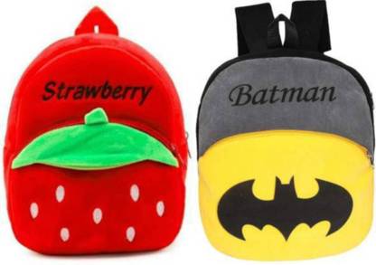 STARYANS Strawberry And Batman Bag Soft Material School Bag For Kids Plush School Bag
