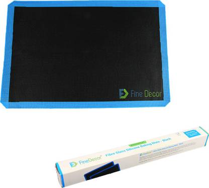 Finedecor Non-Stick Silicone Baking Mat Pad Fiber Glass (23.63*15.75inch)/(60*40cm) Baking Sheet Glass Fiber Rolling Dough Mat Large Size for Cake Cookie Macaron, Black (Large) - FD 3391 Food-grade Silicone Baking Mat