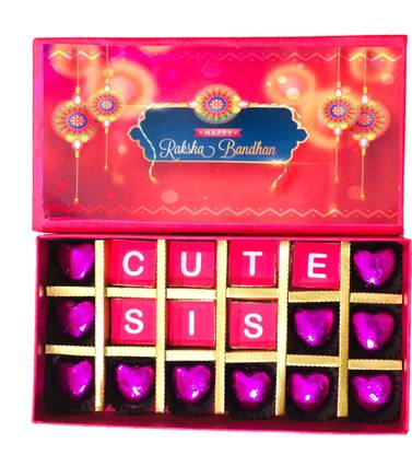 Expelite Rakhi Gift-Cute Sis-18 Chocolate Gift Box Bars