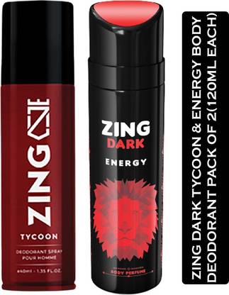 zing dark TYCON AND ENERGY BODY DEODORANT PACK OF 2 (120 ML EACH) Body Spray  -  For Men