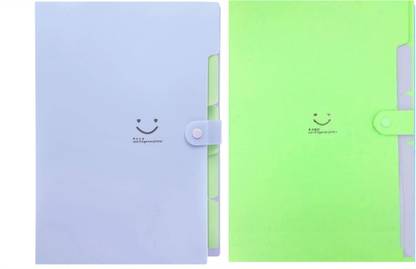 Corslet 2 Pcs Expanding File Folders 5 Pockets with Snap Closure Document Organizer A4, Letter Size for School and Office Supplies Paper Holder Travel Folder, A4 File Folder