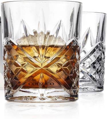 Coozico (Pack of 2) Whiskey Glass , 320 ML Old Fashioned Rocks Glasses Tumblers, Glassware for Cocktail Scotch, Bourbon, Gin, Voldka, Brandy SET 2 Glass Set Whisky Glass