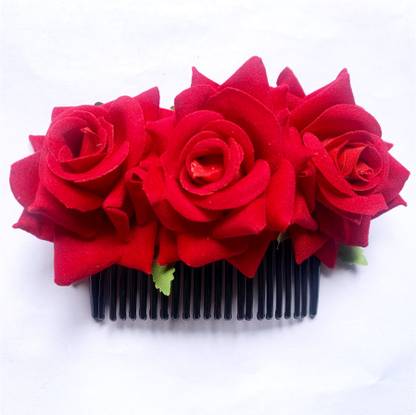 NewJmdStore Occasionally Wearing Red Artificial Flower Hair Comb Hair Band