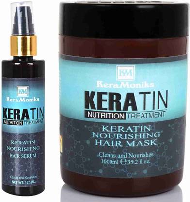 केरमोनिक्स Keratin Nourishing Hair Mask 1000 ml + Keratin Nourishing Hair Serum 125 ml ( Pack Of 2 - Hair Mask + Hair Serum )