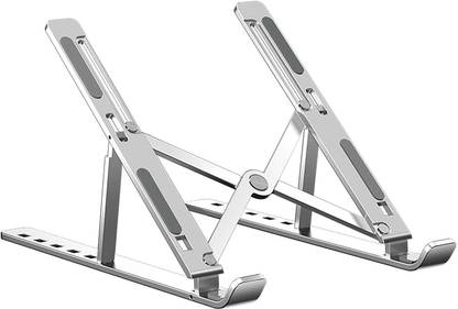 PC SQUARE Aluminum laptop stand Aluminium Body Computer Laptop Stand Adjustable Height | 7 Step Adjustable Foldable | Best for Traveling | Low Weight Universal Portable Hands Free Stand Also Use in Mobile Stand Study Book Stand Laptop Stand 04564 Laptop Stand