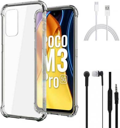 RRTBZ Cover Accessory Combo for Xiaomi Poco M3 Pro 5G with Data Cable and Earphone