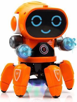 gthf SHANVI R BABY Bot Robot Octopus Shape Dancing with 3D Light Electric Robot Colorful Music Flashing Lights Dance Toy for Kids Boys Girls Birthday Gift Robot Toy for Kids ( Colors : Assorted ) (Orange)