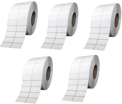 youtech 50 mm X 25 mm, (White) Direct Thermal Barcode Labels (DT), Set of 5 Roll, 3000 Labels In Roll, No Need Carbon Ribbon, Paper Label ,2’’up (Smooth White) dt Paper Label