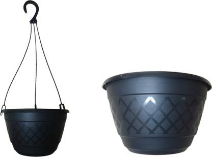 Naturally Green Self watering Hanging Pots Black Pack of 2 Plant Container Set