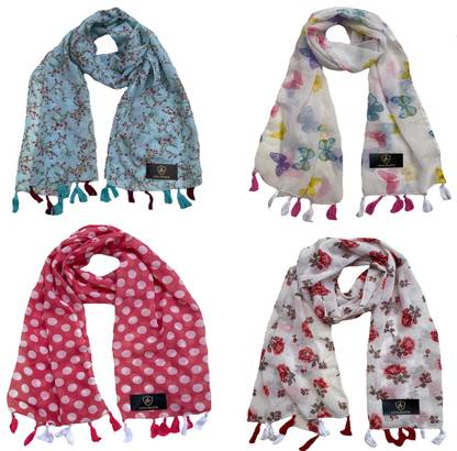 LETZ DEZINE Printed Chiffon Women Scarf