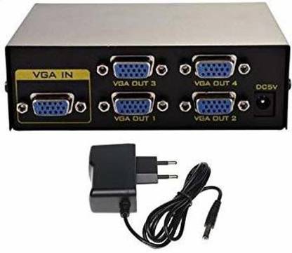 TERABYTE 4 Port VGA Splitter Sharing Switch Box 200MHz 1 Input 4 Output VGA Switcher 1 PC to 4 Monitors SVGA/XGA Video Distributor Converter 1920X1440 Media Streaming Device