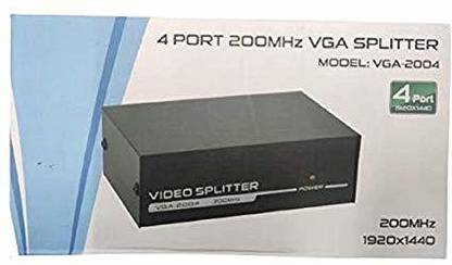 TERABYTE 4 Port VGA Splitter 1 Input 4 Output Sharing Switch Box 200MHz VGA Switcher 1 PC to 4 Monitors SVGA/XGA Video Distributor Converter 1920X1440 Media Streaming Device