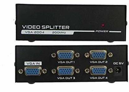 TERABYTE 4 Port VGA Splitter 1 Input 4 Output VGA Switcher 1 PC to 4 Monitors SVGA/XGA Video Distributor Converter 1920X1440 Sharing Switch Box 200MHz Media Streaming Device