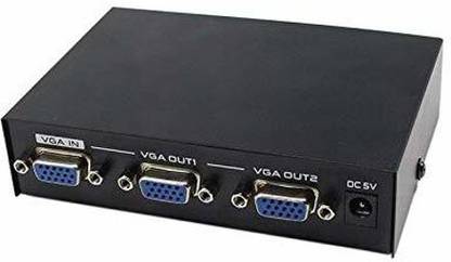 TERABYTE 2 Port VGA Splitter 1 Input 2 Output Sharing Switch Box 200MHz VGA Switcher 1 PC to 2 Monitors SVGA/XGA Video Distributor Converter 1920X1440 Media Streaming Device