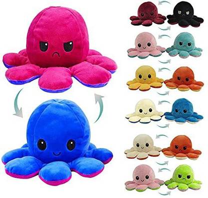 Party Propz Mood Changing Cute Plush Reversible Octopus - Moody Happy Sad Reversible Octopus Plush Toy  - 6 inch