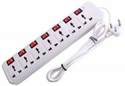 MSNL 7 Socket Extension Cord With Individual Switches FUSE Led Indicator 7 Socket Extension Boards (White)(RED) 7 Socket Extension Boards (White) 7  Socket Extension Boards