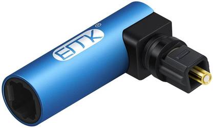 microware  TV-out Cable Optical Splitter, Optical Adapter Compatible with Home Theater, Sound bar,Speaker,Xbox 360,Playstation,TV, DVD Player and More - Black (90-Degree)