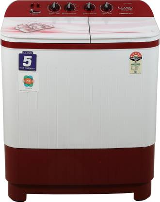 Lloyd by Havells 8 kg Semi Automatic Top Load Washing Machine Red, White
