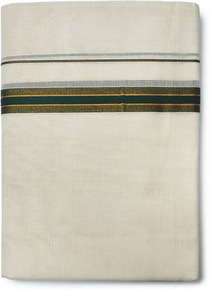 Vairavaa Tex 100% Cotton | 2021 Onam Edition | Daily Use Mundu | 3.80'Meter In Length | 1'Inch Dark Kasavu Fancy Border | Dark Green | Men Dhoti