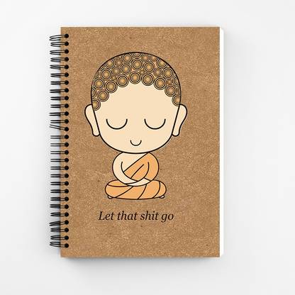 Furnish Marts Little Buddha Art Kraft Cover Wiro Bound Spiral Notebook Diary ( 160 Pages Unruled, A5, 90 GSM Natural Shade Paper ) A5 Notebook Unruled 160 Pages