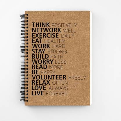 Art Bundle Motivational Quotes Kraft Cover Wiro Bound Spiral Notebook Diary ( 160 Pages Unruled, A5, 90 GSM Natural Shade Paper ) A5 Notebook Unruled 160 Pages