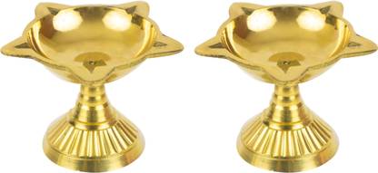 Spillbox Traditional Handcrafted Brass Diya Brass (Pack of 2) Table Diya