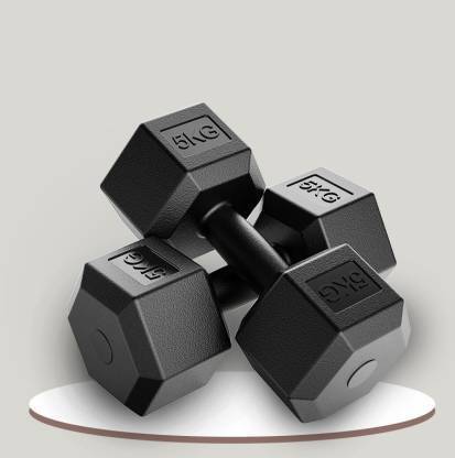 PEERTRADER 5KG PVC Fitness Home Gym Exercise Barbell (Pack of 2) Fixed Weight Dumbbell