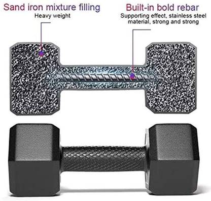 FIT & FITNESS 2KG PVC Dumbbells Hexagon design Weights Fitness Home Gym Exercise (Pack of 2) Fixed Weight Dumbbell