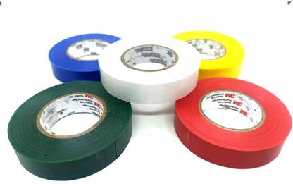 ARONET PVC Tape 3M PVC vinyl color coding electrical insulation Adhesive Tapes Set of 5 (MULTI COLOR) 25 meter length each tape