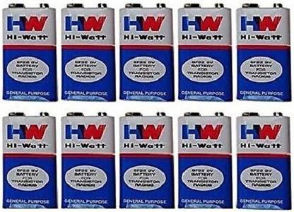 samest 9 Volt Hi-Watt HW Long Life Zinc Carbon Battery,Hi-Watt,9V,6F22,Zinc Carbon, Long Life,General Purpose,Battery,Set of 10 No.’s for Electronic Devices Electronic Components Electronic Hobby Kit