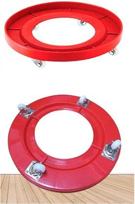 AVATAR Plastic Castor wheels Gas Cylinder Trolley with 4 Wheels (Red) Pack 2 Gas Cylinder Trolley
