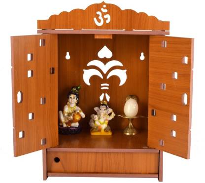Priyat Handmade Beautiful MDF Wooden Home & Office Temple, Pooja Mandir with led light Solid Wood Home Temple